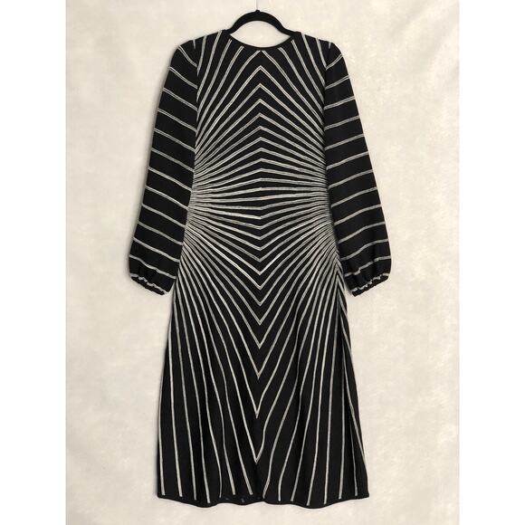 Misook Melange Stripe Dress Women's Small Knit  Boat Neck Long Sleeve Black NEW - Picture 5 of 7